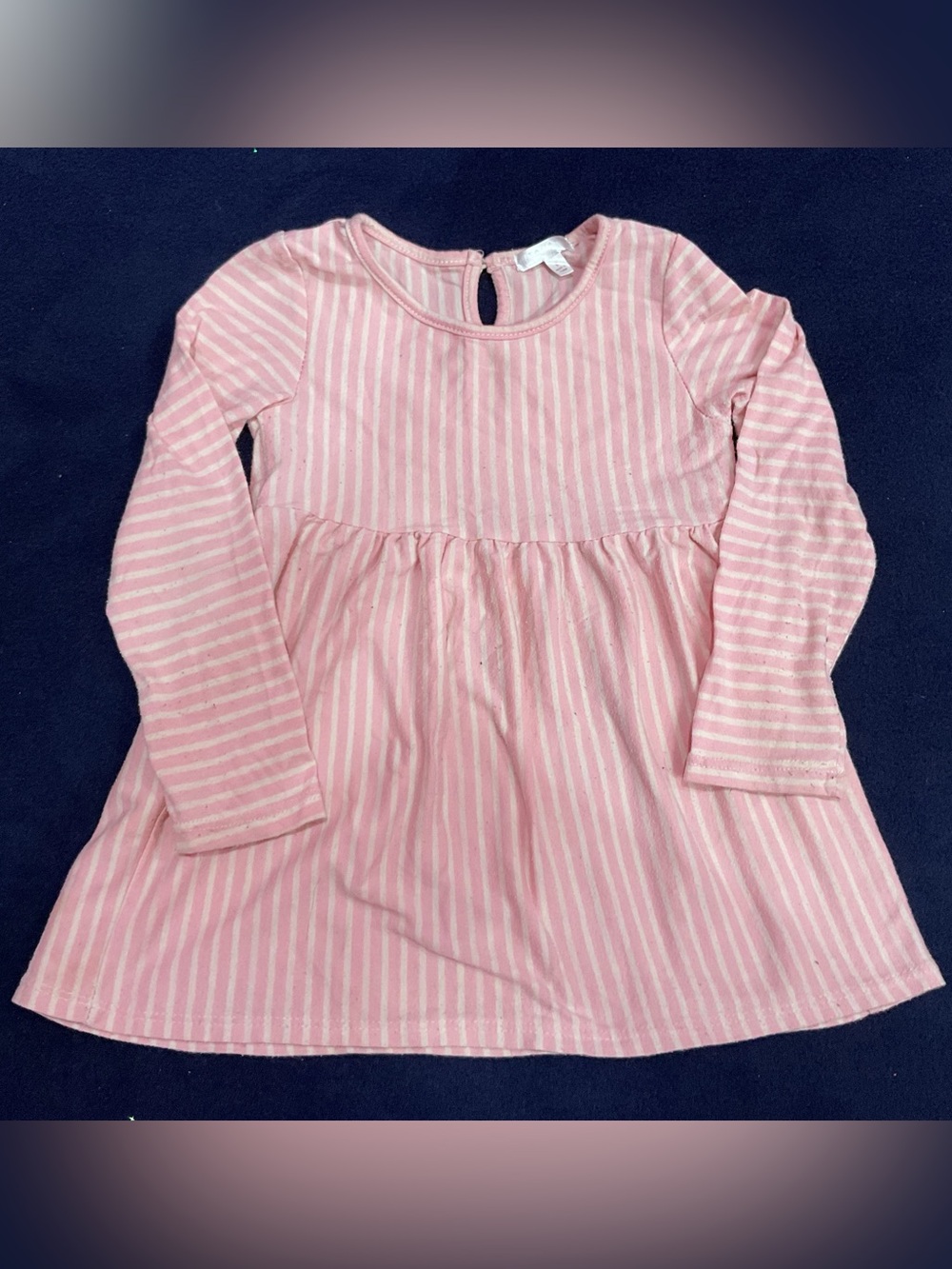 Tahari Girls Pink & White Striped Babydoll Top Size 6